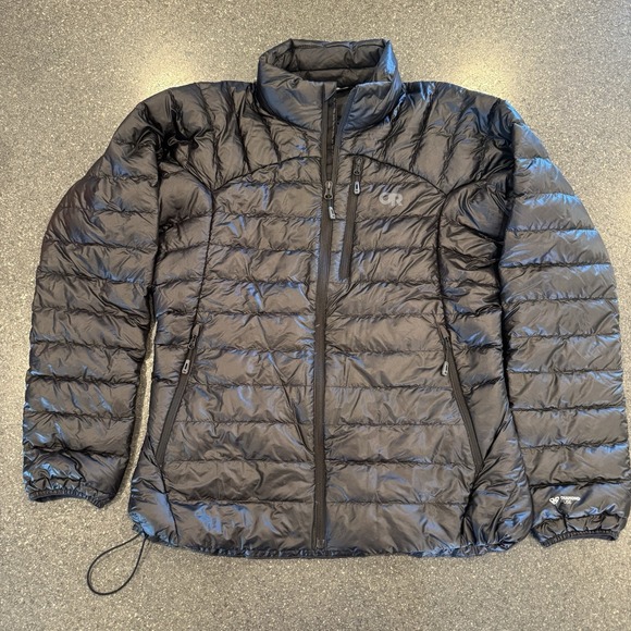 Outdoor Research Black Helium Down Jacket Medium Lightweight Puffer - Picture 1 of 6